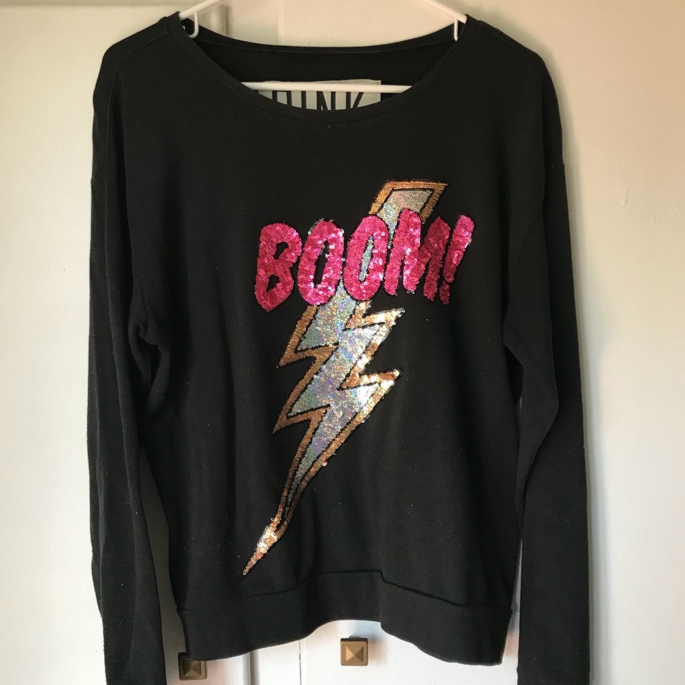 Pink comic book sequin sweatshirt